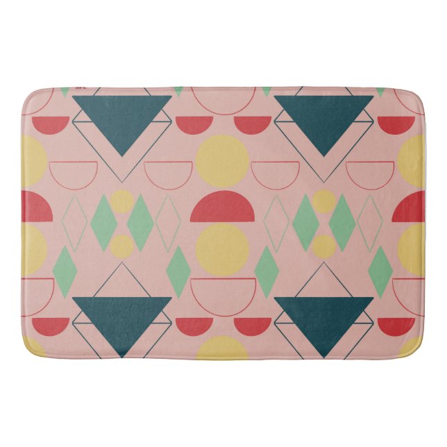 Mid Century Mod Pink Geometric  Bath Mat (Front)