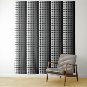 Mid- Century Mod Retro Circles in black white Tapestry