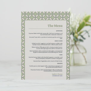 Mid Century Mod Retro Wedding Olive Green Menu