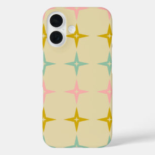 Mid Century Mod Stars in Vintage Colours iPhone 16 Case