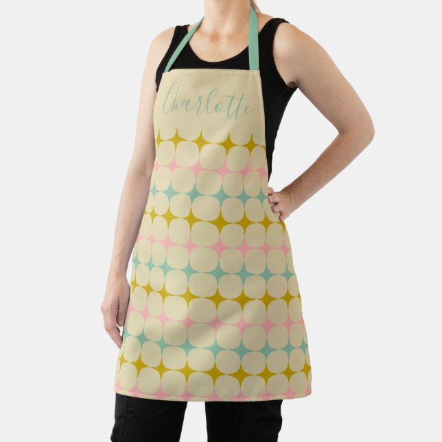 Mid Century Mod Stars | Vintage Colour Personalize Apron (Insitu)