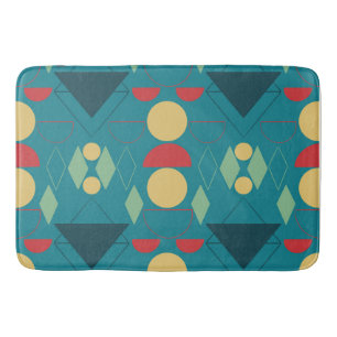 Mid Century Mod Turquoise Geometric Bath Mat