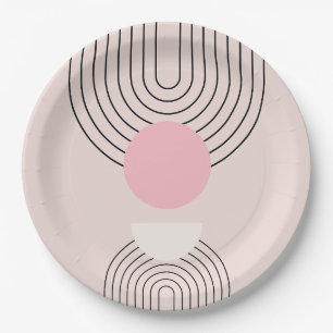 Mid Century Modern 06 Blush Pink Boho Arch Paper Plate