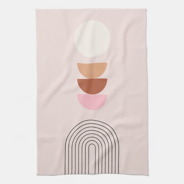 Mid Century Modern 08 Arch Blush Pink Kitchen Towel (Vertical)