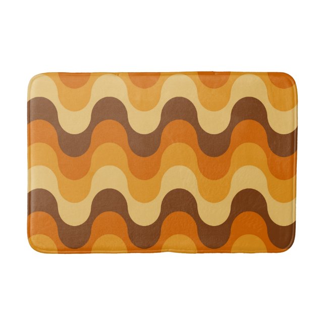 Mid Century Modern 1970s Wavy Stripe Pattern Bath Mat (Front)