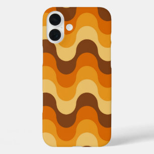 Mid Century Modern 1970s Wavy Stripe Pattern iPhone 16 Plus Case