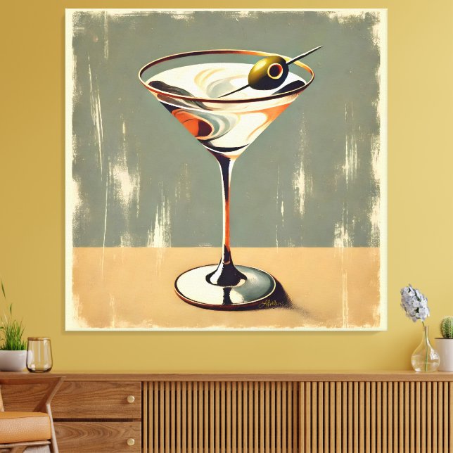 Mid Century Modern 1 Olive Martini Painting Canvas Print (Insitu(LivingRoom))
