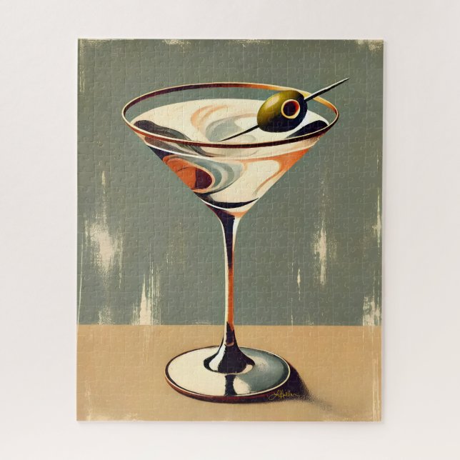 Mid Century Modern 1 Olive Martini Painting Jigsaw Puzzle (Vertical)