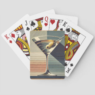 Mid Century Modern 2 Olive Martini Cocktail Hour Playing Cards