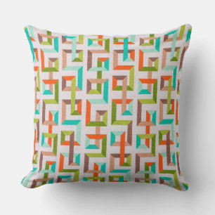 Mid-Century Modern 3D Geometric Maze Throw Pillow