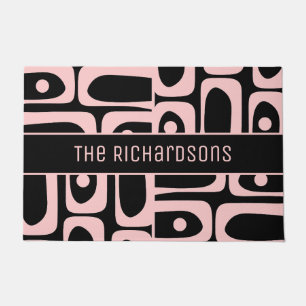 Mid Century Modern 50s 60s Pink and Black Doormat