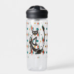 Mid Century Modern 50s Black Cool Cat  Water Bottle<br><div class="desc">This design may be personalized in the area provided by changing the photo and/or text. Or it can be customized by clicking Personalize this Template and then choosing the click to customize further option and delete or change the colour of the background, add text, change the text colour or style,...</div>