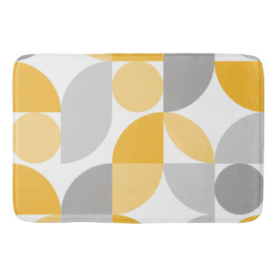 Mid Century Modern Abstract 26 Yellow, Grey Bath Mat