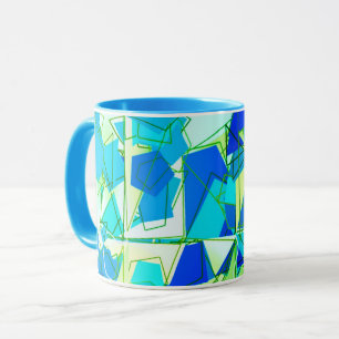 Mid-Century Modern Abstract, Aqua & Cerulean Blue Mug