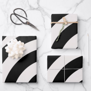Mid Century Modern Abstract Arches Black And White Wrapping Paper Sheet