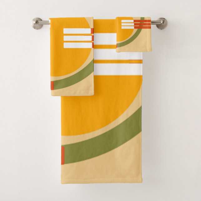 Mid-Century Modern Abstract Bath Towel Set (Insitu)