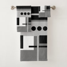 Mid Century Modern Abstract Black White and Grey