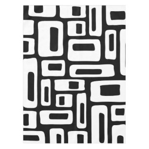 Mid Century Modern Abstract Black & White Pattern Tablecloth