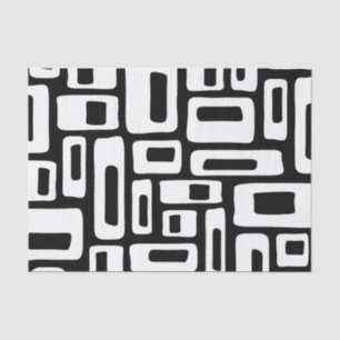 Mid Century Modern Abstract Black & White Pattern Tissue Paper