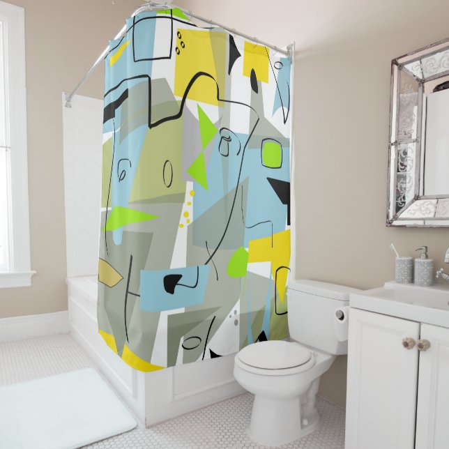 Mid-century Modern Abstract Blue (In Situ)