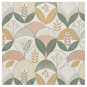 Mid-Century Modern Abstract Botanical Floral Art Fabric