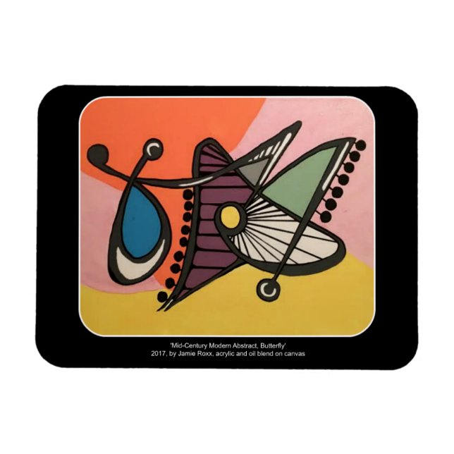 'Mid-Century Modern Abstract, Butterfly' painting Magnet (Horizontal)
