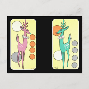 Mid-Century Modern Abstract Christmas Reindeer Postcard