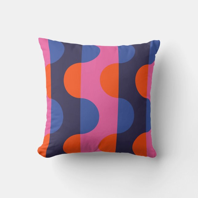 Mid-Century Modern Abstract Circle Pattern Throw Pillow (Front)