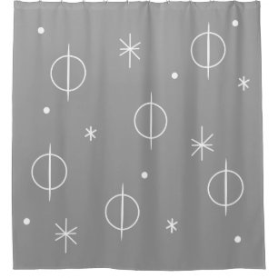 Mid Century Modern Abstract Circles Stars Grey