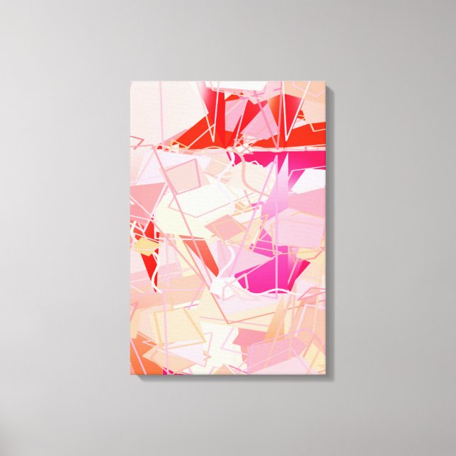Mid-Century Modern Abstract, Coral Pink & Fuchsia Canvas Print (Front)