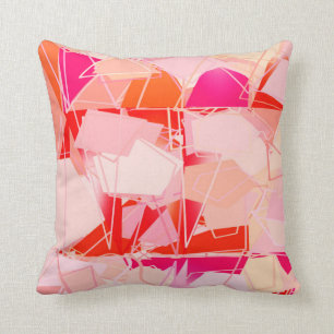 Mid-Century Modern Abstract, Coral Pink & Fuchsia Throw Pillow