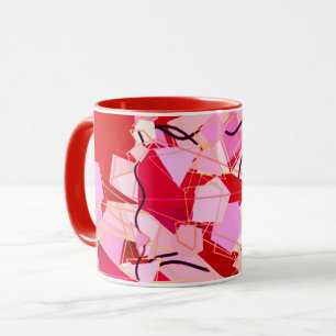 Mid-Century Modern Abstract, Dark Red and Pink  Mug