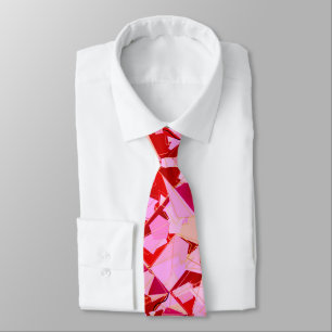 Mid-Century Modern Abstract, Dark Red and Pink Tie