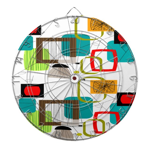 Mid-Century Modern Abstract Design Dartboard (Front)