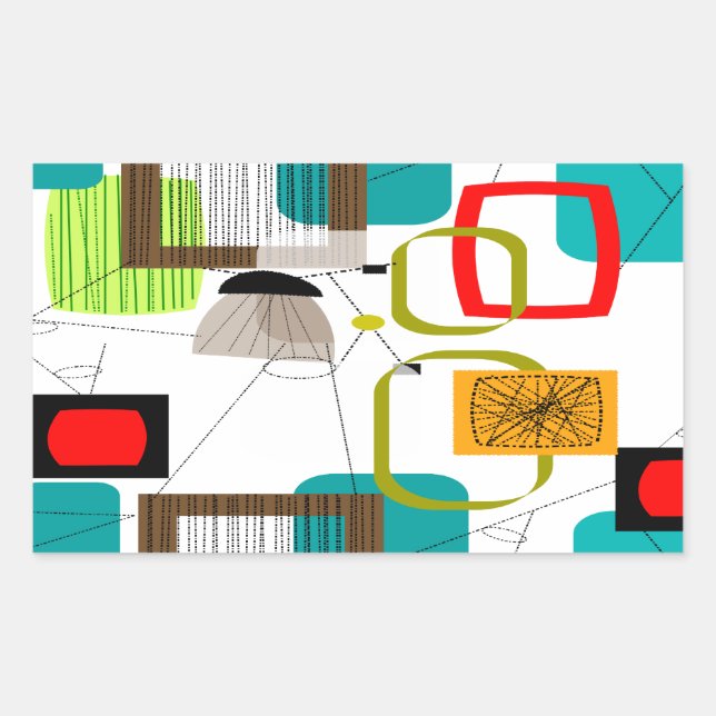 Mid-Century Modern Abstract Design Sticker (Front)