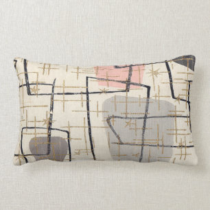 Mid Century Modern Abstract Fabric Lumbar Pillow