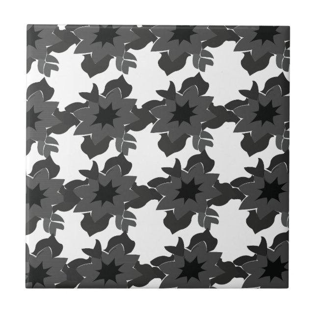 Mid Century Modern Abstract Floral Pattern Tile (Front)