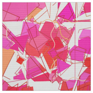 Mid-Century Modern Abstract, Fuchsia, Coral Orange Fabric
