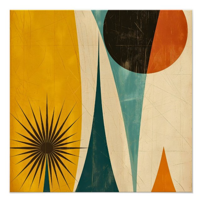Mid Century Modern Abstract Geometric Art Design Poster (Front)