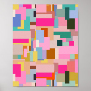 Mid Century Modern Abstract Geometric Colour Block Poster