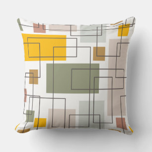 Mid-Century Modern Abstract Geometric Lines Throw  Pillow