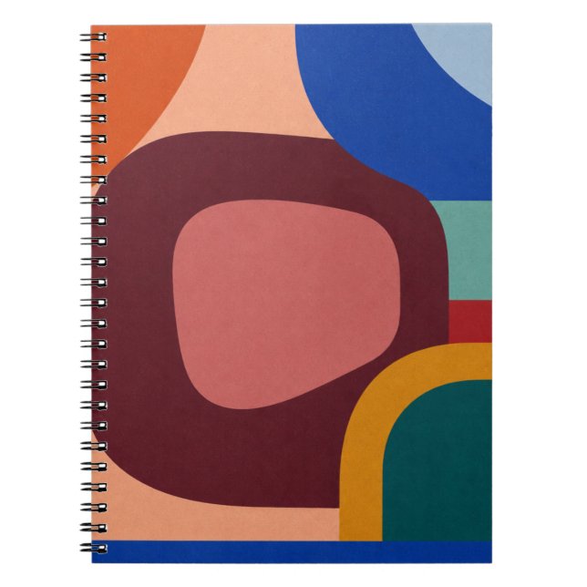 Mid-Century Modern Abstract Geometric Pattern Notebook (Front)