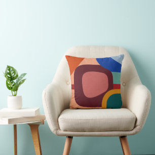 Mid-Century Modern Abstract Geometric Pattern Throw Pillow