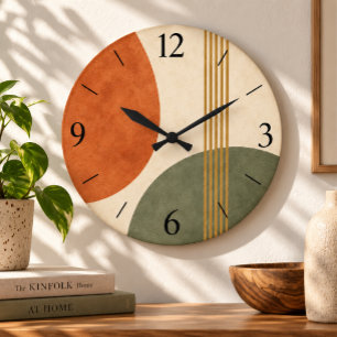 Mid Century Modern Abstract Geometric Retro Large Clock