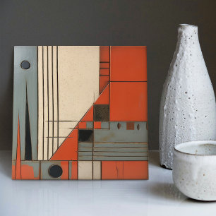 Mid-Century Modern Abstract Geometric Symmetry Tile