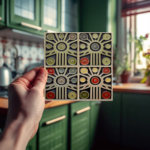 Mid-Century Modern Abstract Geometric Symmetry Tile