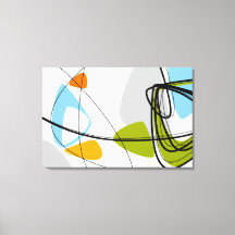 Mid Century Modern Abstract Lime Green Orange Blue