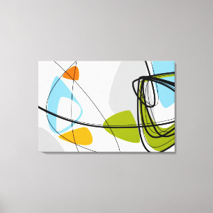 Mid Century Modern Abstract Lime Green Orange Blue Canvas Print