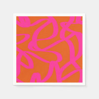 Mid Century Modern Abstract Lines Orange And Pink