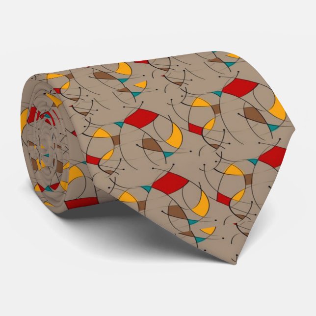 Mid-Century Modern Abstract Men's Tie #2 (Rolled)